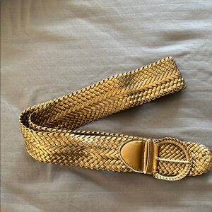 Woven Tan Braided Belt with Round Buckle